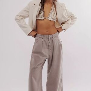 Free People Beige Blazer and Wide-Leg Pants